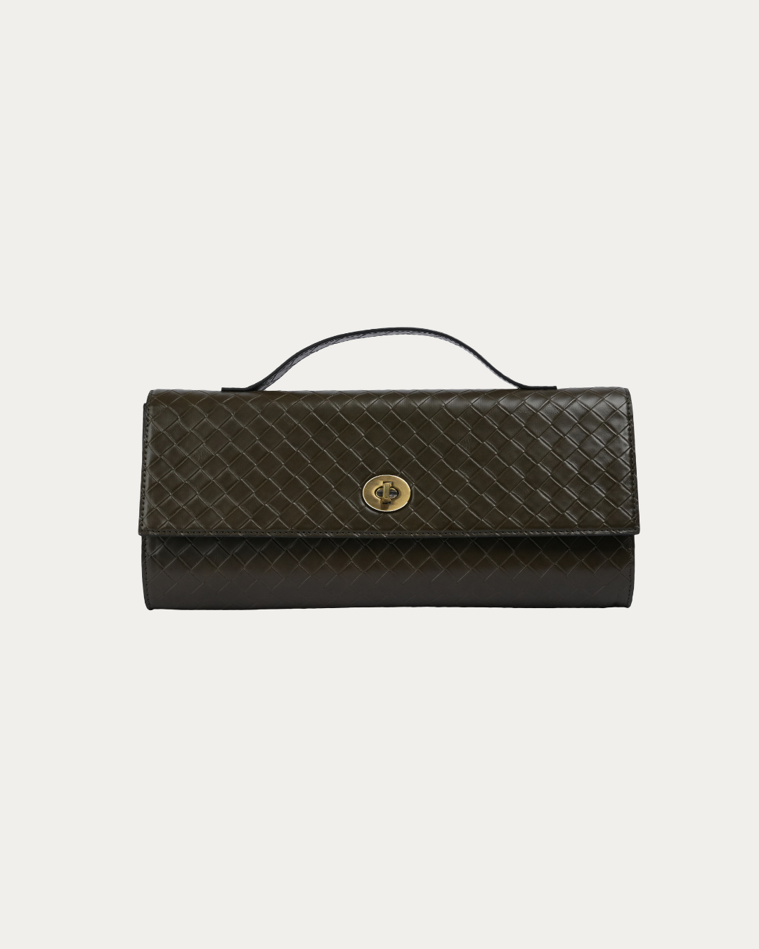 The Criss Cross Clutch - Olive Brown